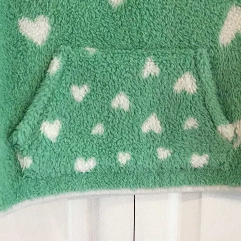Cat & Jack Girls Mint Green Heart Fleece - Picture 3 of 7